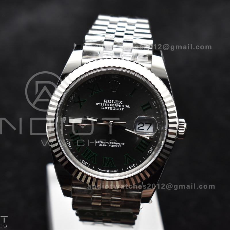 DateJust 41 126330 Wimbledon 904L SS ARF 1:1 Best Edition Gray Dial Green Roman On Jubilee Bracelet Vr3235